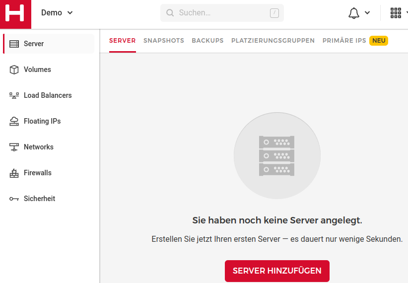 Hetzner Cloud-Console Projekt