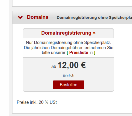 Hetzner KonsoleH Domain Registrierung