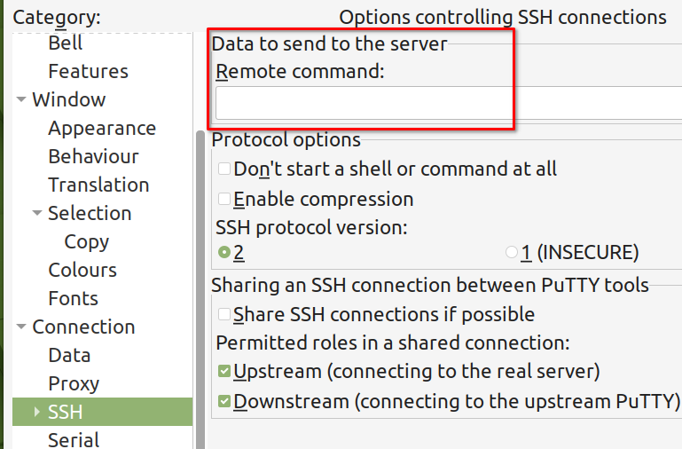 Putty Remote command