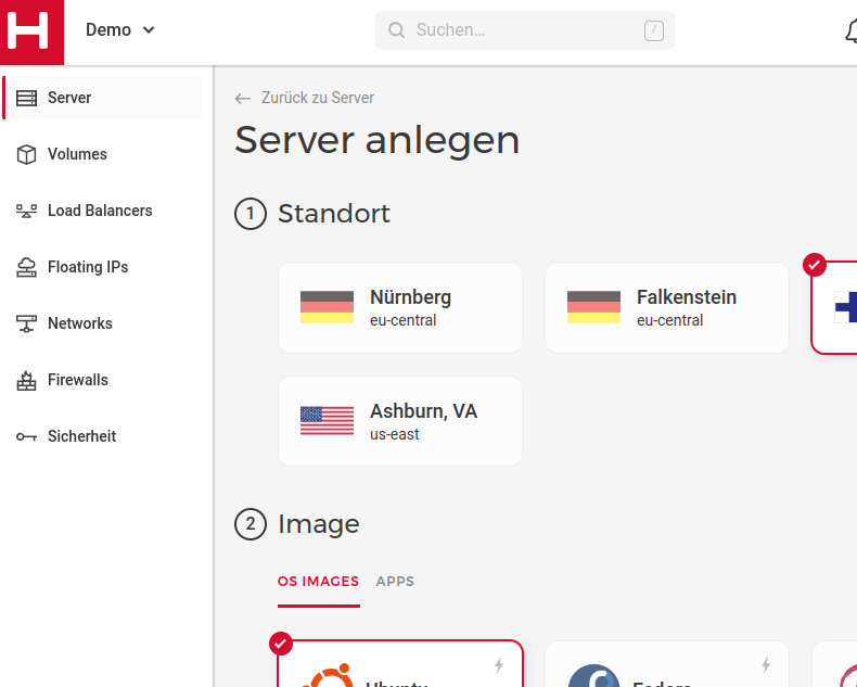 Server anlegen Fenster